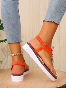 Comfortable Bright Color Beach Slippers, Slip-On Thick Sole Flip Flops Casual Open Toe Sandals For Women