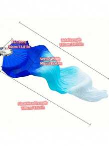 1pc Belly Dancing Fan, Gradient Color Long Imitation Silk Fans, Dance Performance Props - Multicolor - View 6