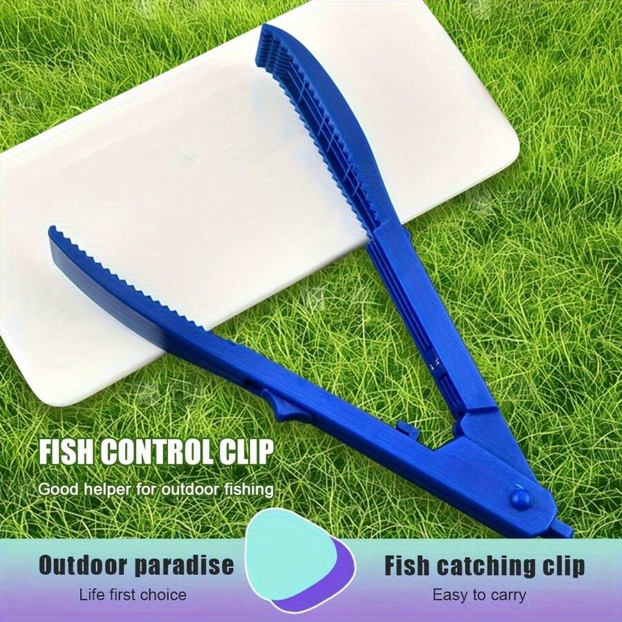 1 Piece Premium Multifunctional Fish Clamp - Plastic Fish Gripper With Non-Slip Handle And Lock Switch, Portable And Compact Fishing Accessory For Easy Fish Handling And Measuring - Perfect For Freshwater And Saltwater Fishing Enthusiasts - Blue - View 1