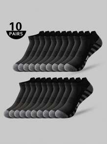 5/10 Pairs Men's Popular Thin Short Socks, Minimalist Black, White, Grey, Mesh Breathable Socks Suitable For Daily Wear, Youths, Students, Running, Sports, Size 39-44 - Multicolor - View 9