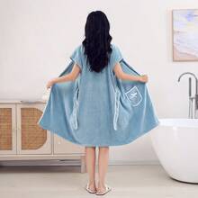 1 Stück ärmellose Bademantel, super weich und saugfähig Microfaser Damen Bademantel, farbecht und fusselarm, geeignet für Zuhause, Hotel, Beauty Spa, das ganze Jahr über, Schulanfang