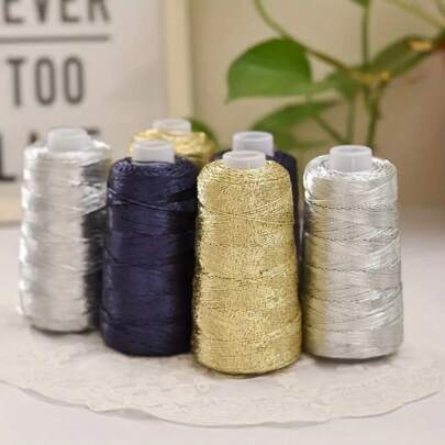 Colorful Unique Gold Silver Sparkly Crochet Metallized Threads Yarns For Hand Knitting DIY Glitter Craft Bag Needlework 5M