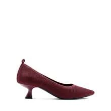 Women's Pointed Toe Kitten Heels Work Pumps Comfortable Knitted Closed Toe Dressy Wedding Shoes With Supportive Insole - 酒紅色 - 查看 5