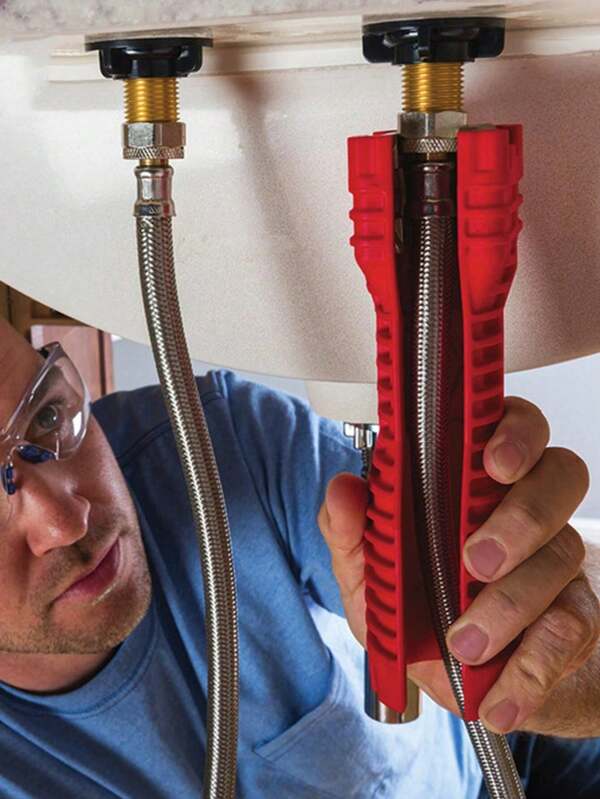 1 Chiave multifunzione 5 in 1 per la riparazione di rubinetti, antiscivolo, per installazione di rubinetti in cucina e bagno, chiave per idraulica e tubi