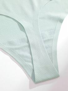 4pcs Plus Size Women Solid Mesh High Waist Soft Seamless High Elasticity Thong Panties, Ladies Underwear