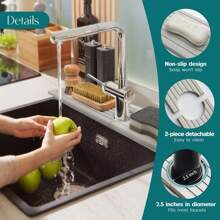 2pcs/Set Faucet Mat For Kitchen Sink 24'' Long Diatomite Fast Drying Stone Sink Tray Super Absorbent Prevents Moisture Buildup Faucet Splash Guard For Bathroom Counter