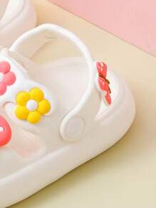 A Pair Of Summer New Lightweight, Breathable And Comfortable Soft Soled Children's Slippers With Cute Bows That Can Be Worn Externally - White - View 2