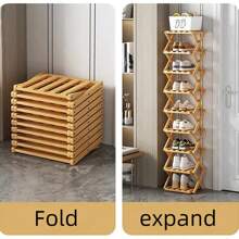 Étagère à chaussures à plusieurs niveaux, sans assemblage requis, étagère à chaussures économique pour la maison, pliable, meuble à chaussures de salon créatif, étagère à chaussures en bois pour petits espaces