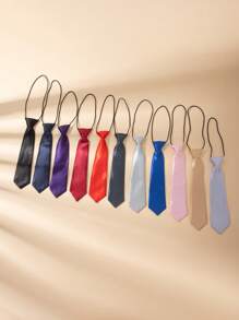 时尚纯色儿童领带，男孩女孩简约预系领带，适合派对、表演、学生制服