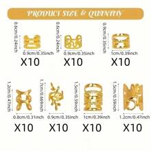 70pcs Hair Accessories Beads Hair Hoop Braiding Rings Alloy Hair Jewelry Pendants Suitable For Dreadlocks Braiding Adjustable Metal Braiding Accessories - Gold - View 5