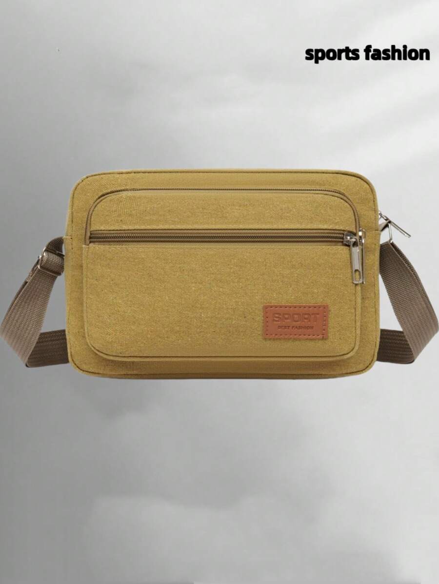 Men's Fashion Casual Sling Shoulder Bag, College Student Crossbody Backpack Sling Bag - Khaki - View 1