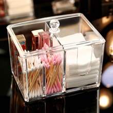 Organizador De Maquiagem Porta Algodão Cotonete Acrílico Organizador Cosmético Acrílico Caixa Paramount Com Tres Modelos - Modelo Quadrador - Visão 4