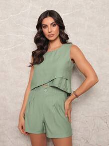 Women's Summer Set In Very Fresh Fabric - verde menta - Ver 3