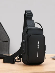 男士牛津纹理斜挎包带密码锁 - 时尚摩托车斜挎包带手机袋，拉链开合适合日常通勤，防盗斜挎胸包 - 休闲运动旅行斜挎包带可调节肩带，多口袋腰包，适合户外旅行、婚礼、复活节，是送给父亲、丈夫、男朋友和老师的完美礼物