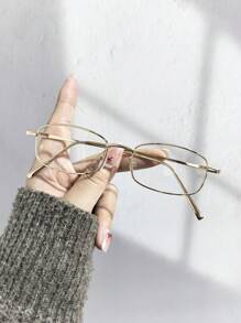 1 PC Women's Frames Metal Retro Rectangle Fashion Glasses Suitable For Daily Outfit Matching And Holiday Gifts - Multicolor - View 9