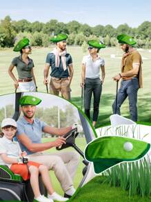 1 件趣味遮阳高尔夫帽，带高尔夫旗帜和高尔夫球装饰，时尚服装派对配饰