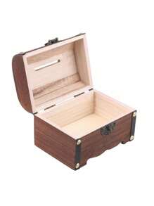 1 pièce Boîte à monnaie en bois vintage - avec cadenas d'amour, accents de laiton et poignée de transport, meilleurs cadeaux d'anniversaire, bocal à trésor de pirate médiéval, cadeaux de fête des pères, boîte de rangement, décoration d'intérieur, cadeau pour la famille, accessoires de mariage, décoration de chambre, articles de décoration de chambre, épargne d'argent, rangement de pièces de monnaie, rangement d'argent, rangement de bijoux, cadeau pour la famille, tirelire en bois, vintage, médiéval, thème de pirate, rustique, classique, élégant, cadeaux de remise des diplômes