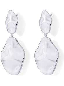 2 Pairs Fashionable Luxury Stainless Steel Polished Geometric Pendant Earrings, Suitable For Women's Daily Wear