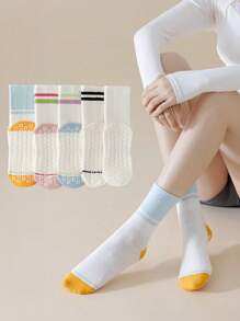 2/3/5 Pairs Women Yoga Socks, Professional Non-Slip Silicone Socks For Indoor Fitness, Dance, Pilates, Beginners, Suitable For Barefoot - Multicolor - View 13