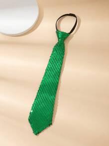 1pc 35cm Sequin Zipper Tie, Adjustable Unisex Student Shiny Tie For Daily Wear, Party, Performance, School Uniform, Holiday Show