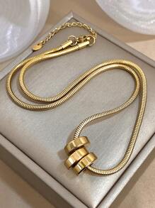 1 Pc Geometric Ring Charm Choker Necklace For Women Minimalist Stainless Steel Chain Necklace Daily Party Jewelry Gifts Mother Day