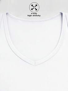 XLLAIS 性感女式无袖V领背心弹力运动健身基本款白色背心 - 白色 - 查看 7