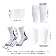 1 Set Of Soccer Sports Gear: Soccer Sports Socks, Soccer Leg Sleeves, Soccer Shin Guards, Silicone Bandages, Breathable, High Elasticity, Suitable For Soccer Match And Training - Multicolor - View 6