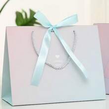 1 Set de bolsa de regalo, bolso de mano con estilo de macaron, bolsa de papel para cosméticos, bolsa de tote con asa de cinta