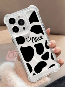 Transparant hoesje met koeienprint en lachend gezichtontwerp Compatibel met iPhone 11, 11 Pro, 11 Pro Max, 12, 12 Pro, 12 Pro Max, 13, 13 Pro, 13 Pro Max, 14, 14 Pro, 14 Plus, 14 Pro Max, 15, 15 Pro, 15 Plus, 16, 16 Pro, 16 Pro Max, 16 Plus. Verstevigde hoeken met luchtkussentechnologie voor ultieme bescherming tegen vallen, gecombineerd met een speelse koeienprint en lachend gezichtontwerp. Combineert leuke stijl met duurzame functionaliteit!