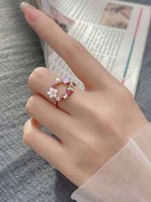 Gift Box Floral Wreath Cubic Zirconia Engagement Ring, Suitable For Wedding, Party Wear And Holiday Gifts - Rose Gold - View 5