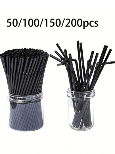 1-200Pcs Clear Flexible Plastic Straws, Bendy Straws, Extendable Drinking Straws, Party Fancy Straws, Coffee And Stirrers,For Milkshakes, Moothies, Boba, Bubble Tea, Ice Coffee, For Drinking Suitable For Bars, Clubs, Restaurants And Home UseSchool Supplies,Back To School