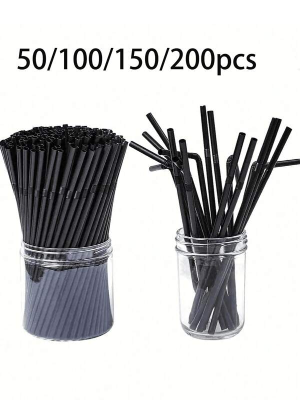 1-200Pcs Clear Flexible Plastic Straws, Bendy Straws, Extendable Drinking Straws, Party Fancy Straws, Coffee And Stirrers,For Milkshakes, Moothies, Boba, Bubble Tea, Ice Coffee, For Drinking Suitable For Bars, Clubs, Restaurants And Home UseSchool Supplies,Back To School