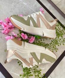 Modare London Ultra Comfort Flatform Women's Tennis Shoes - 白綠 - 查看 3