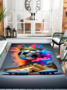 1pc Summer Soccer Carpets, Outdoor Picnic Decorative Rugs, Home Decor Carpets For Living Room, Bedroom, Bathroom, Study, Closet, Lavatory