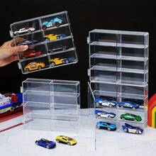 1pc Transparent Model Display Rack, 8-Grid Model Storage Box Display Cabinet, Stackable Car Model Display Case - Clear - View 2