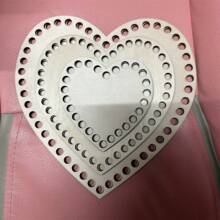 2pcs/Set Natural DIY Heart-Shaped Woven Wooden Basket, Crochet Crafting Background Wooden Base