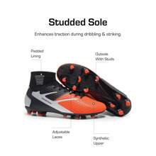 Botas de fútbol para hombre, zapatillas de entrenamiento profesionales de primera calidad, tacos profesionales, tacos con cordones, zapatillas de fútbol - Naranja - Ver 6