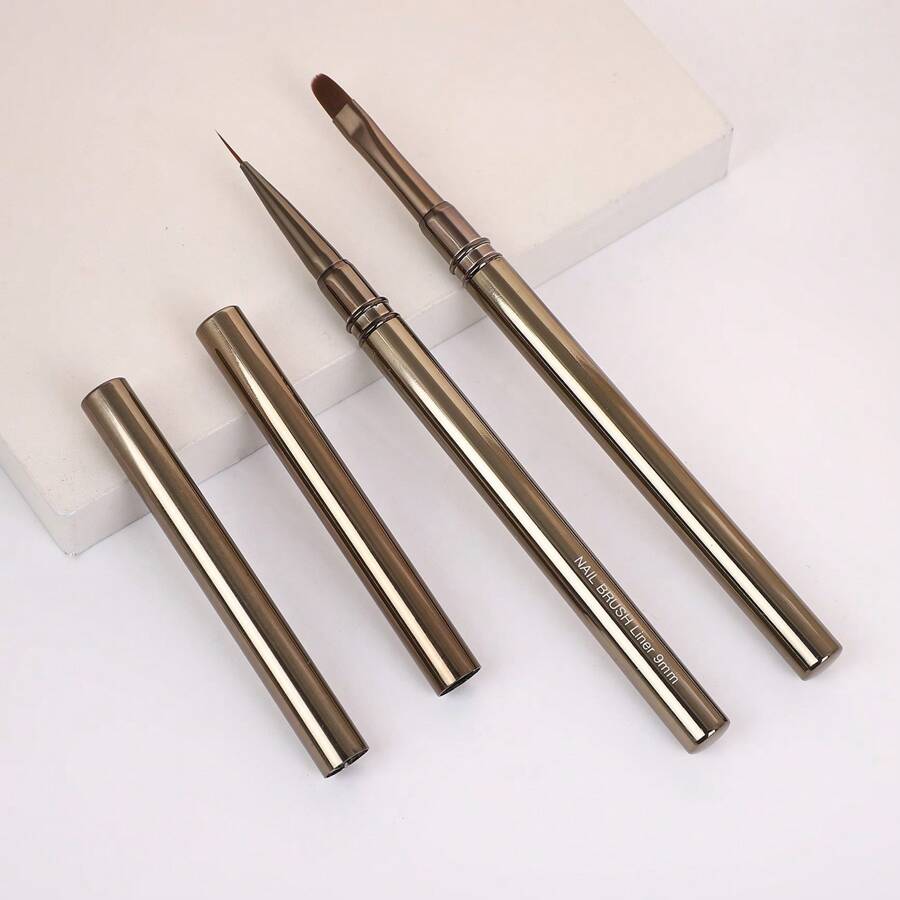 1 Stück mattmetallene Nagelstabbürste mit Schnur, Gelnagelbürste