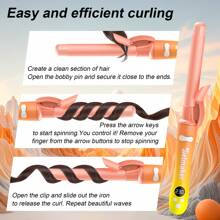 1 Inch Rotating Curling Iron - Belmaker Beach Hair Automatic Curling Iron, Upgraded Professional Tourmaline Ceramic Automatic Curling Iron, 30 Seconds Heating Function For All Hairstyles - Gift For Girlfriends, Mothers Curling  Iron Comfort Orange-Brand Promotions - trái cam - Xem 4