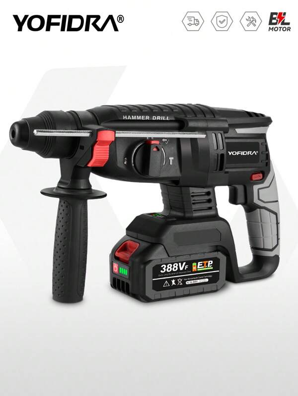 Yofidra 1680W 26MM Bürstenloser elektrischer Bohrhammer SDS-Schlagbohrhammer Elektrowerkzeug-Set