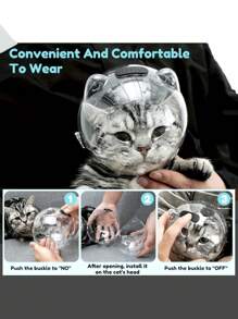 Casco para gatos, anti-lamer, anti-arañar, anti-morder, cono para gatos transpirable, protector de cabeza tipo collar para baño, recorte de uñas, prevenir arañazos y mordeduras, casco de astronauta para mascotas, mantiene a los gatos alejados de morder