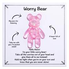 6张粉色口袋抱抱熊卡片，缓解焦虑礼物，提升心理健康正能量礼物，舒缓压力礼物，母亲节暖心礼物 - 彩色 - 查看 15