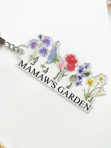 1-Pack Personalized Acrylic Mama Keychain Customizable Title And Names Floral Garden Design Round Shape Mother's Gift With Gift Box Christmas Birthday Mother's Day Present For Mom Grandma Nana Auntie,Birthday Gift - Multicolor - View 2