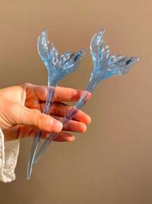 1/2pcs Fresh Vacation Style Clear Sea Blue Tail Hairpin New Simple And Versatile Hairpin Korean Ins Style Sweet Hair Accessories