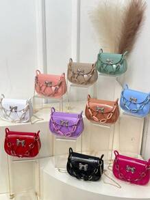 This 1-Piece Mini Solid Color Bow Shoulder Bag Features A Stylish Design, Comfortable And Exquisite Touch, High Aesthetic Value, And High-Quality Texture. It Has Multiple Styles To Choose From, Equipped With A Flip Cover, Suitable For School, Shopping, And Leisure Activities. Suitable For Daily Use In Spring And Summer, It Is The Best Choice For Gifting To Friends And Family - View 2