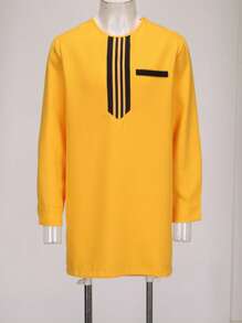 非洲男士休闲两件套，黄色时尚