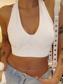 Ropa interior deportiva de verano para mujer, con diseño sexy de cuello colgante, con almohadilla antiimpacto en el pecho, top halter de yoga, sujetador deportivo, para ocio y vacaciones