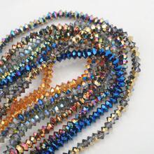 95pcs 6mm Crystal Glass Middle Hole Saucer Beads, Electroplated Colorful DIY Accessories For Shoes, Clothing, Hats, Phone Chains, Jewelry Making