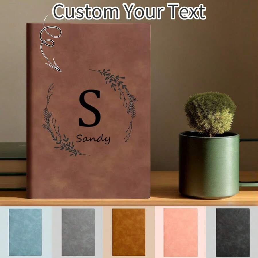 Personalized Leather Hard Cover Notebook, Customizable Engraving, Blank Inner Pages, Ideal Gift For Christmas And Business Occasions, Suitable For School, Teachers, Office Use, Unisex - Multicolor - View 1
