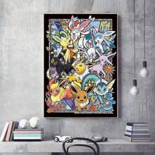 pokemon Kit de pintura de diamantes 5D - Dibujos animados, animación, - Retrato familiar de Pikachu, gemas acrílicas redondas, set de artesanía en lienzo, pintura de arte de diamantes, decoración de pared del hogar, manualidades, arte de diamantes, favorito de los coleccionistas, regalo ideal para familiares y amigos, feriados